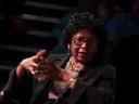 Ruth J. Simmons during a 2007 Harvard panel discussion among women Ivy League presidents (including president-designate Drew Gilpin Faust)