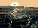 Conceptual illustration of a budding plant with long roots reaching into words of failure