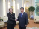 Harvard President Drew Faust meets with President Xi Jinping of the People’s Republic of China inside the Great Hall of the People, in Beijing.