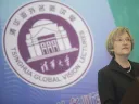 President Drew Faust delivering her address on climate change at Tsinghua University