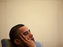 Barack Obama listening to his advisors, in the Oval Office, April 2010.