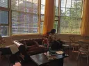 Students studying in the Barker Café
