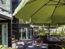 A photograph of Piattini’s sunken patio in Boston