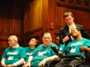 Joyful Noise chorus member Kevin Jackson sings “What a Wonderful World," assisted by Collegium Musicum’s Neal Champagne.