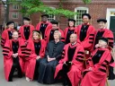 Back row from left: Robert Axelrod, Wallace S. Broecker, Denis Mukwege, Patricia A. Graham, Linda B. Buck, Bryan Stevenson, and Peter Salovey. Front row from left: Alan Garber, Renée Fleming, President Drew Faust, Deval L. Patrick, and Svetlana L. Alpers
