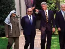 Bill Clinton with Yasser Arafat, King Hussein, and Benjamin Netanyahu, October 1, 1996, at the White House
