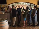 From left: Sam (Annie Parisse), Nick (Nat Faxon), Ethan (Keegan-Michael Key), Lisa (Cobie Smulders), Marianne (Jae Suh Park), Max (Fred Savage), and Felix (Billy Eichner)