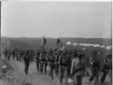 The U.S. Army's 24th Infantry Regiment, an African-American regiment, arriving at Camp Wiloff in Montauk, New York, 1898