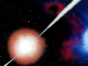 Gas jets punch out of the collapsing star and blast into space, producing gamma rays that can be detected billions of light years away.  