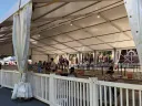 Photograph of Harvard Science Center tent where arriving first-year College students began virus-testing procedures