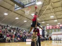 Zena Edosomwan ’17, soaring over teammate Balsa Dragovic '19 and two fans to win the dunk contest at Crimson Madness, will be the team's primary threat in the post.