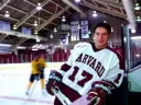 Dominic Moore, Harvard’s leading scorer last year, takes a breather at Bright Hockey Center.