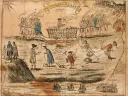 Amos Doolittle cheekily depicted the passions over ratification in this 1787 engraving with watercolor, with “Federals” (business interests), left, and agrarian “Antifederals,” right, differing over currency and Connecticut’s debts: a mired wagon being pulled in opposite directions. 