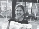 Claudia Bedrick displays one of Enchanted Lion’s books.