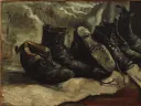 Painting of three pairs of worn, heavy shoes by Vincent van Gogh