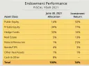 Chart of Harvard Management Company endowment allocation and returns by asset class