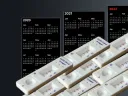 A stack of positive COVID tests in the foreground with 2020-2022 calendars in the background