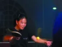 "Two-winged looper" Kyna Fong demonstrates her topspin backhand.