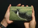 The artist holds <i>Summer Salt Marsh</i> (2008).