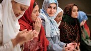 Wearing hijab, Muslim women from the United States and around the world meet in Manhattan in 2006 during the Women’s Islamic Initiative: Spirituality and Equity conference to discuss the issues and problems they face.